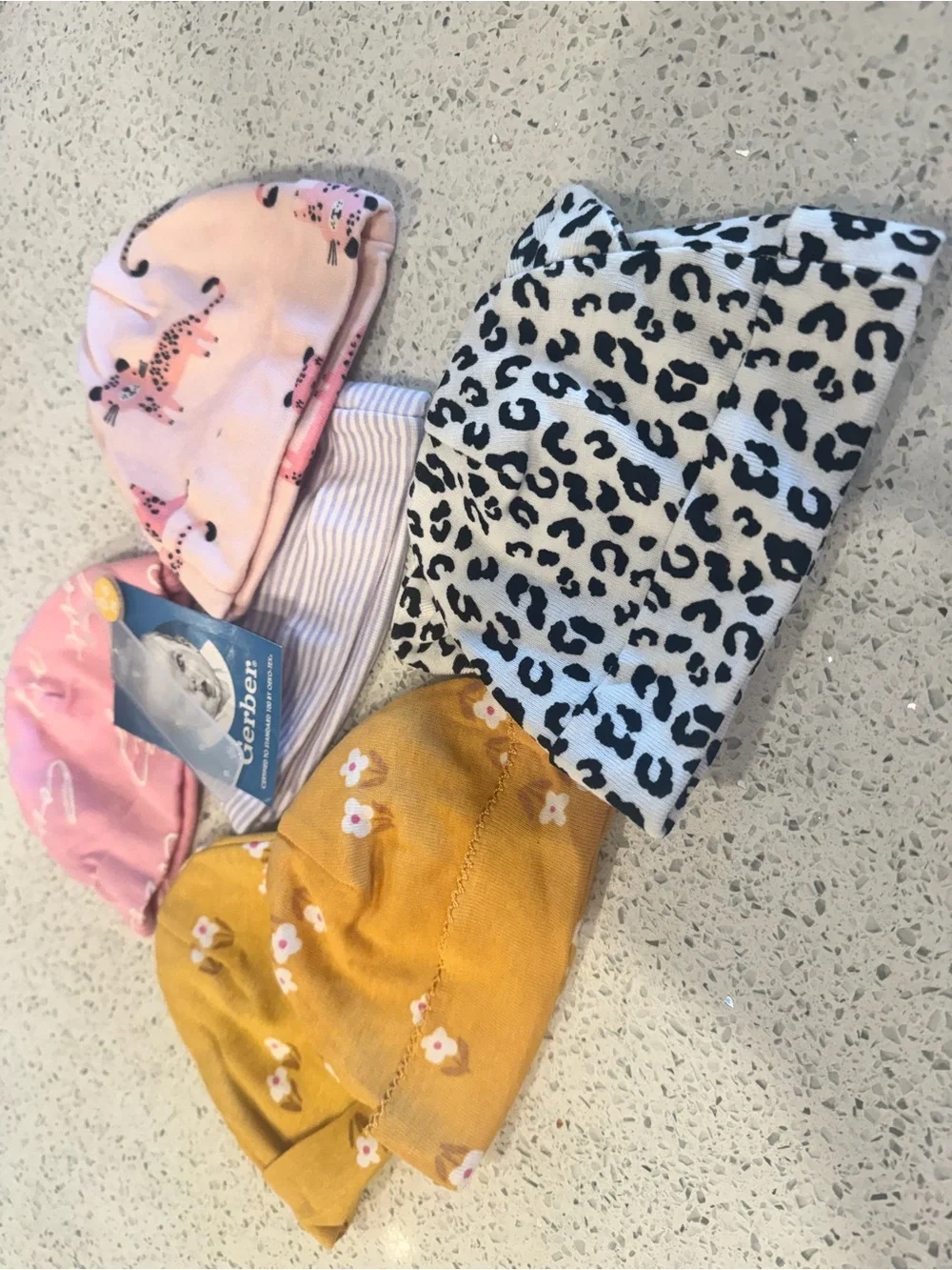 Gerber Baby 5-Pack Knit Beanies - Pink, Yellow, White, Black